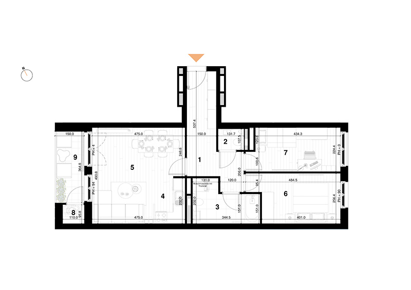 Tür 5 - 3 Zimmer Wohnung