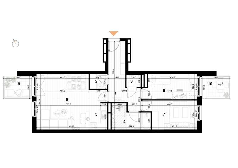 Tür 1 - 3 Zimmer Wohnung